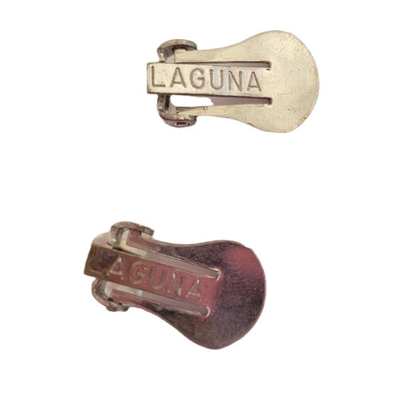 HP Vintage Laguna Faceted Aurora Borealis Dangle Chandelier Clip On Earrings - Picture 4 of 7